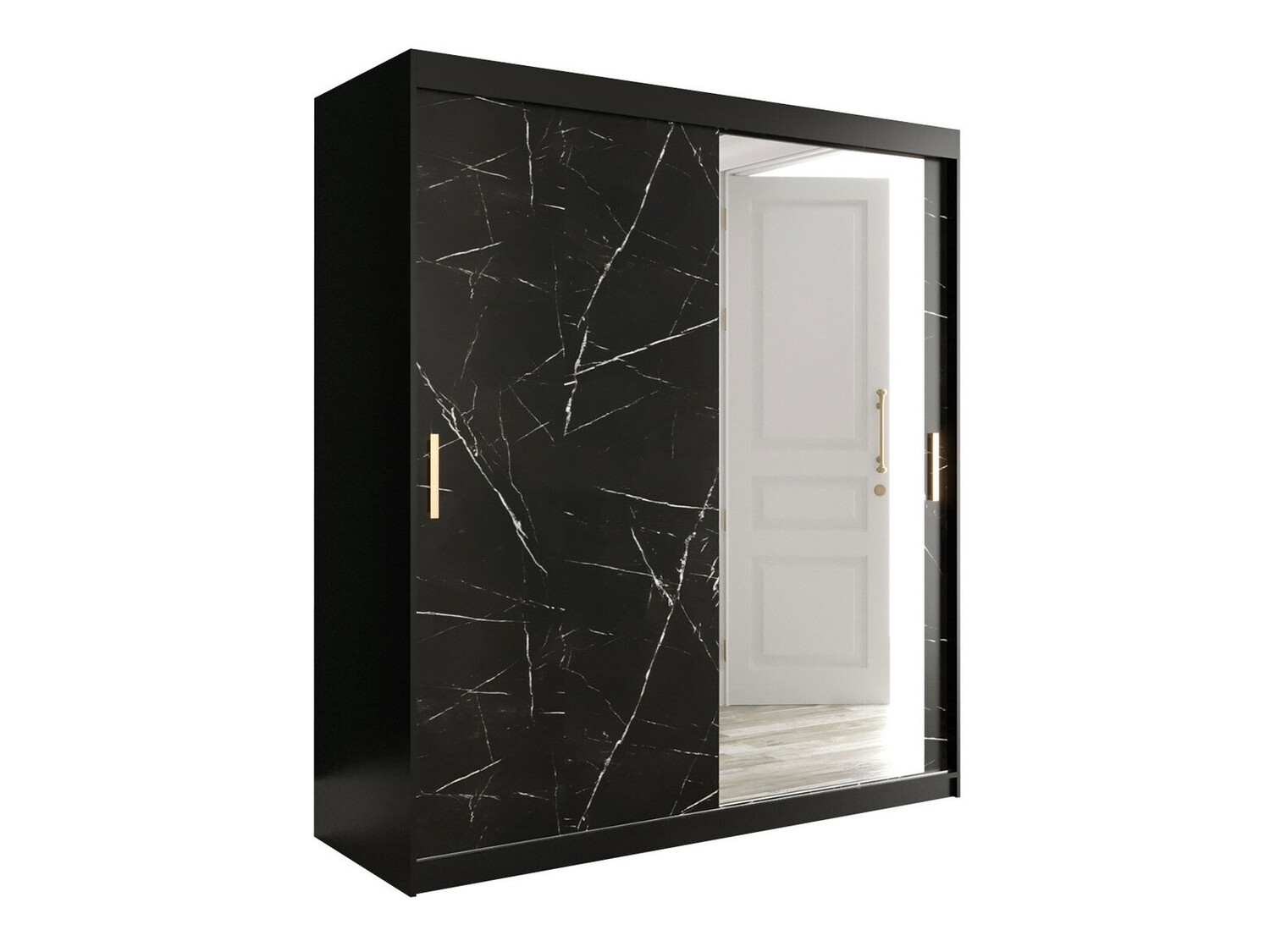 Armario Hartford 261 (Negro mate + Mármol negro)