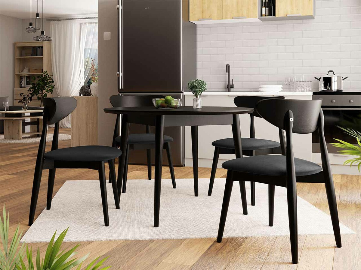Conjunto de mesas y sillas para comedor Racine 134 (Negro)