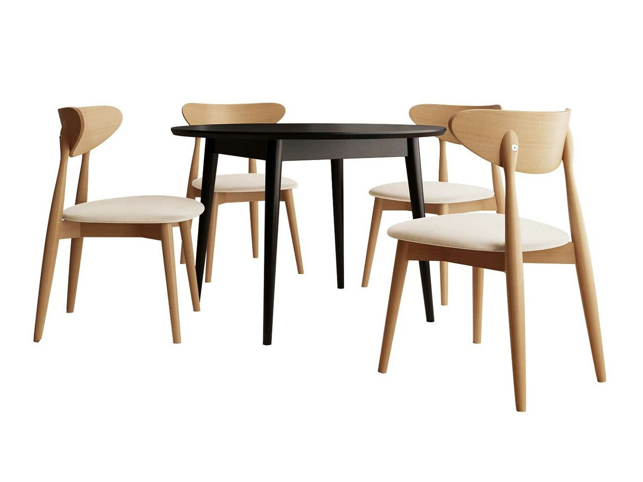 Conjunto de mesas y sillas para comedor Racine 134 (Negro)