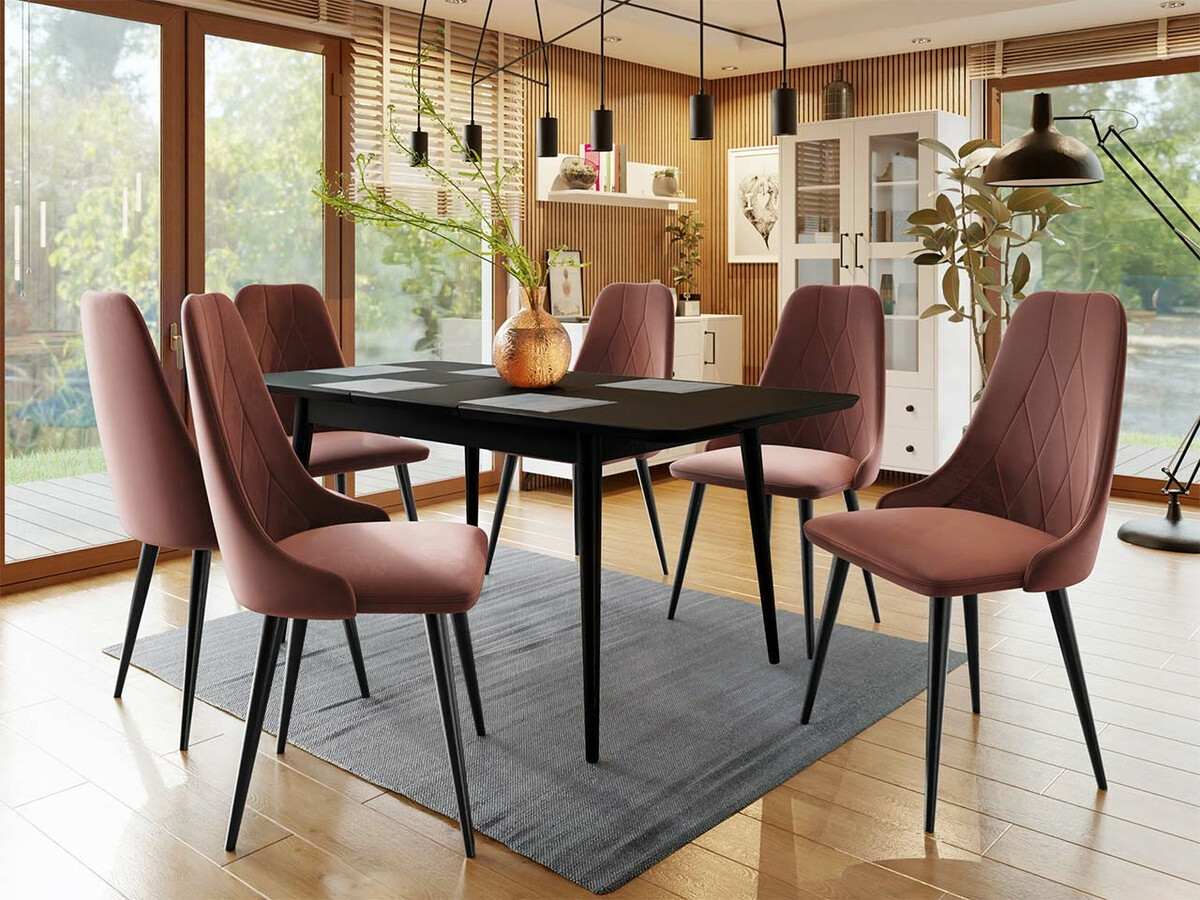 Conjunto de comedor Racine 125 (Negro + Magic Velvet 2258)