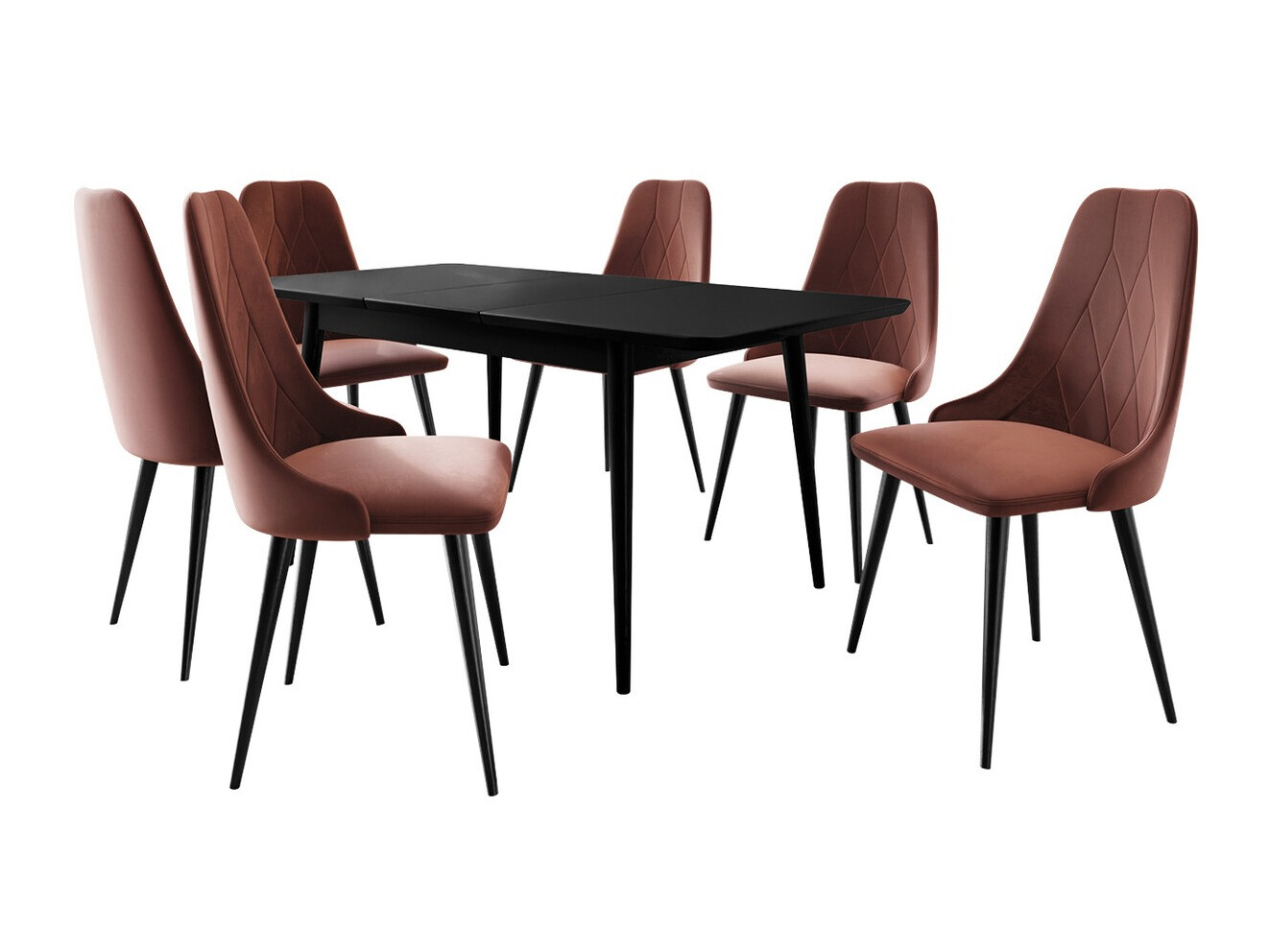 Conjunto de comedor Racine 125 (Negro + Magic Velvet 2258)