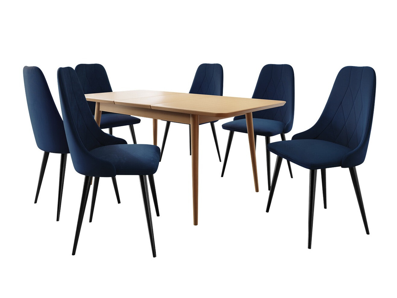 Conjunto de mesas y sillas para comedor Racine 125 (Negro + Magic Velvet 2216)