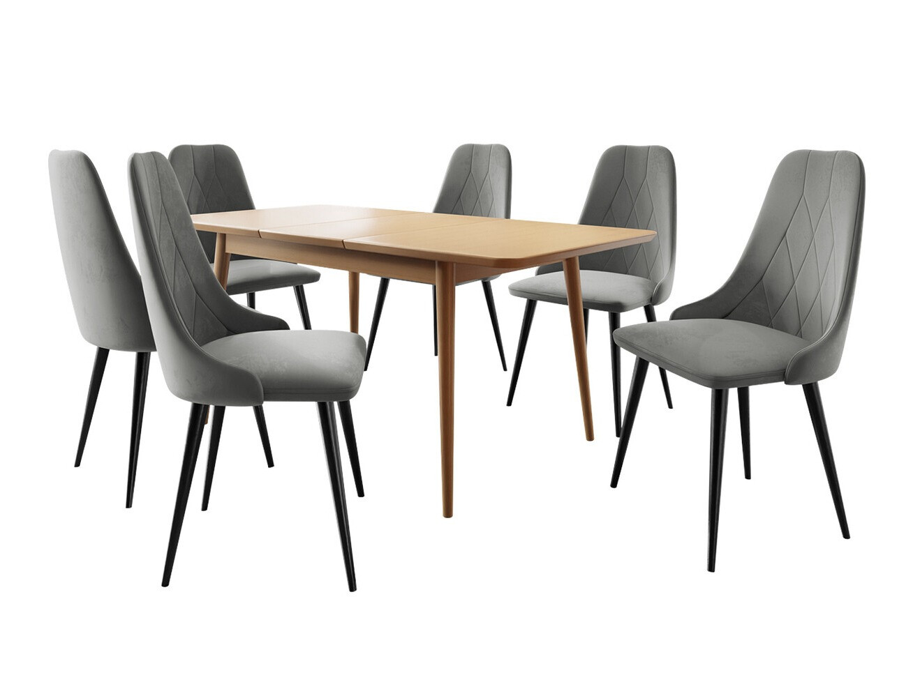 Conjunto de mesas y sillas para comedor Racine 125 (Negro + Magic Velvet 2217)