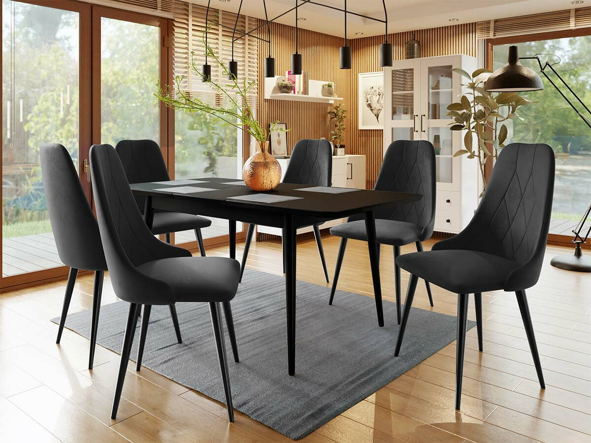 Conjunto de mesas y sillas para comedor Racine 125 (Negro + Magic Velvet 2219)