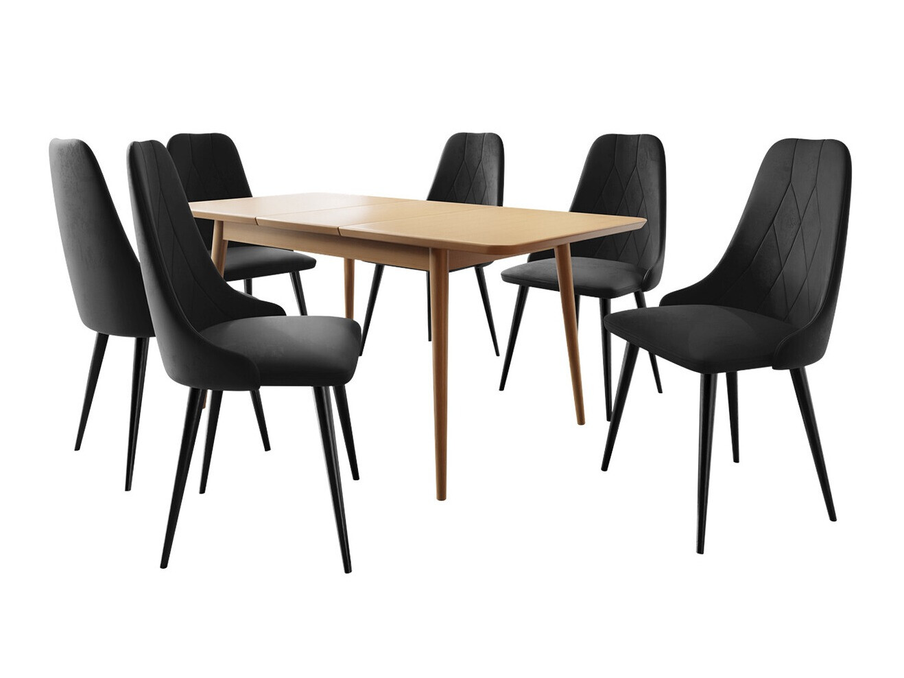 Conjunto de mesas y sillas para comedor Racine 125 (Negro + Magic Velvet 2219)