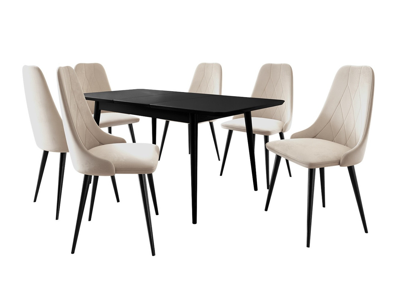 Conjunto de mesas y sillas para comedor Racine 125 (Negro + Magic Velvet 2250)