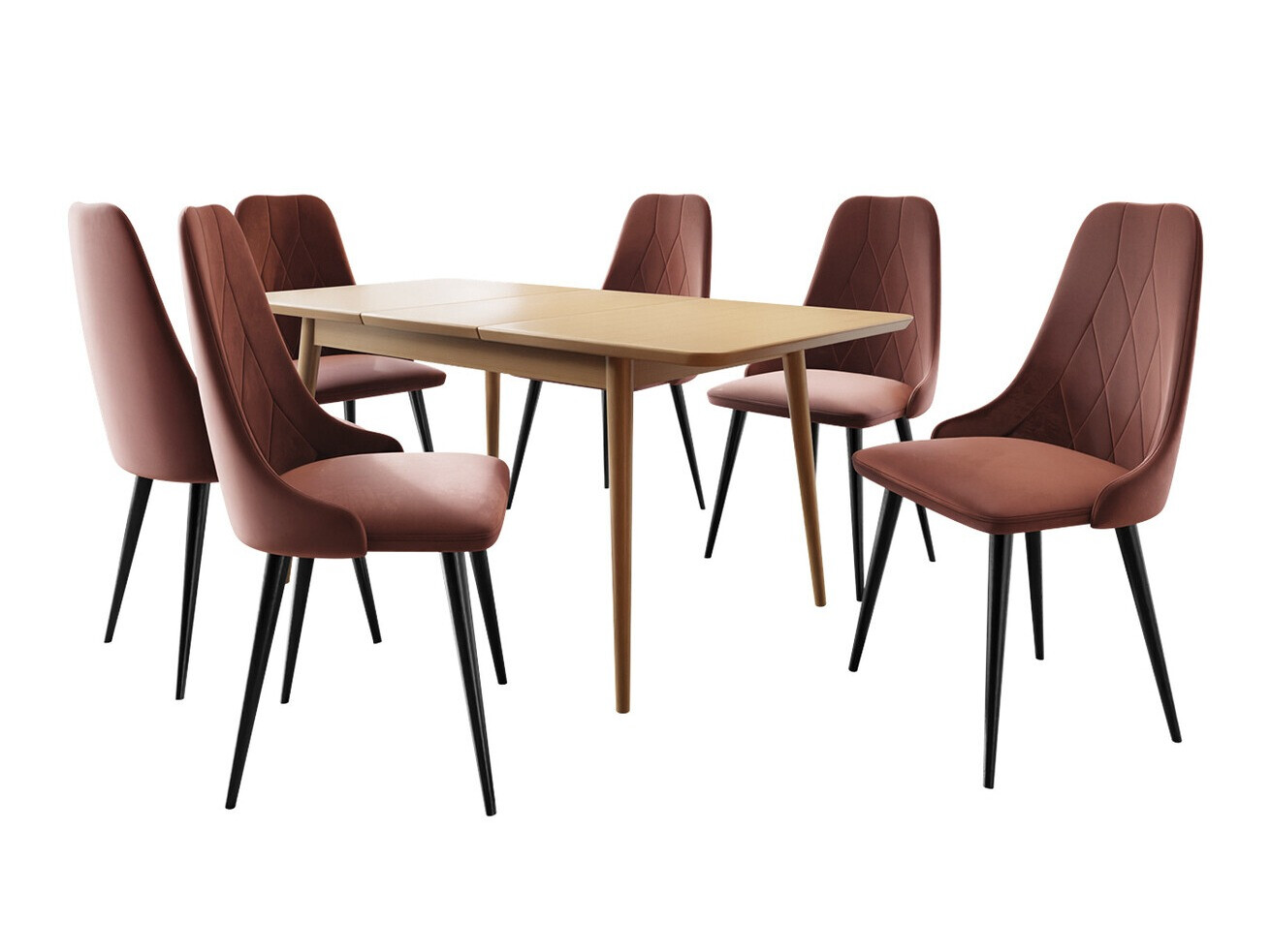 Conjunto de mesas y sillas para comedor Racine 125 (Negro + Magic Velvet 2258)