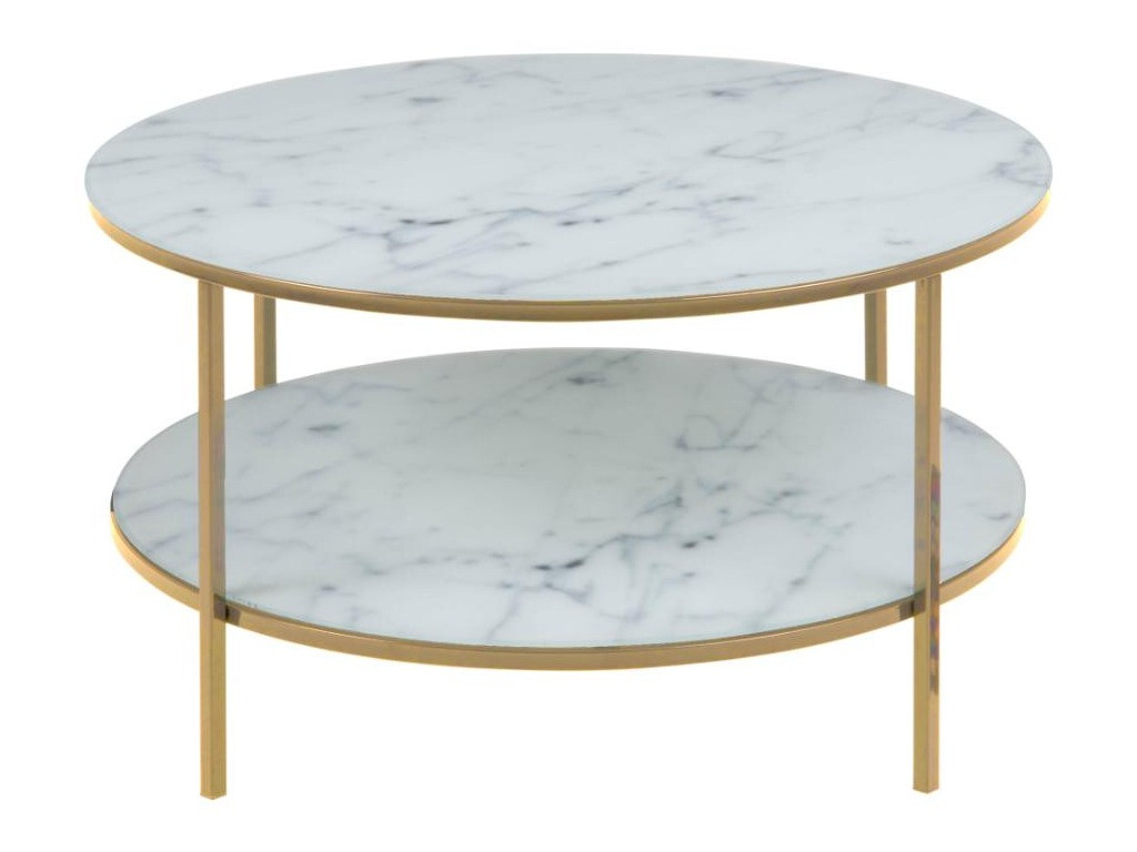 Mesa de centro Norsica 554 (Dorado + Mármol blanco)