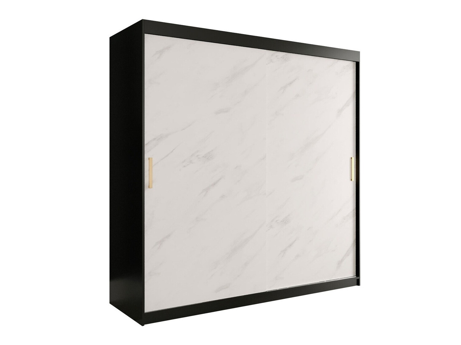 Armario Hartford 250 (Negro mate + Mármol blanco)