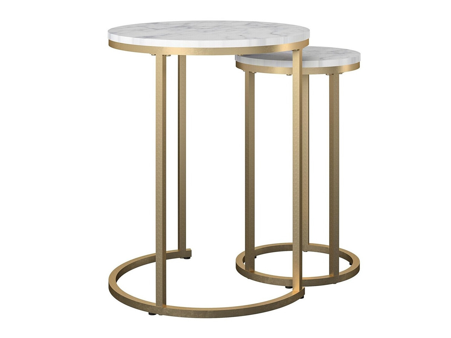 Conjunto de mesas auxiliares CosmoLiving by Cosmopolitan 121 (Mármol blanco + Dorado)