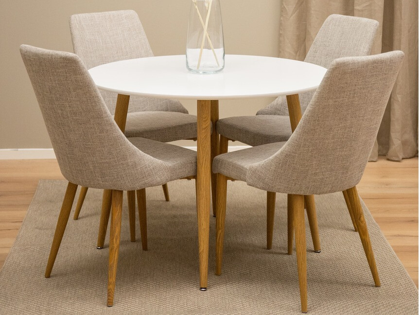 Mesa Dallas 126 (Blanco + roble)