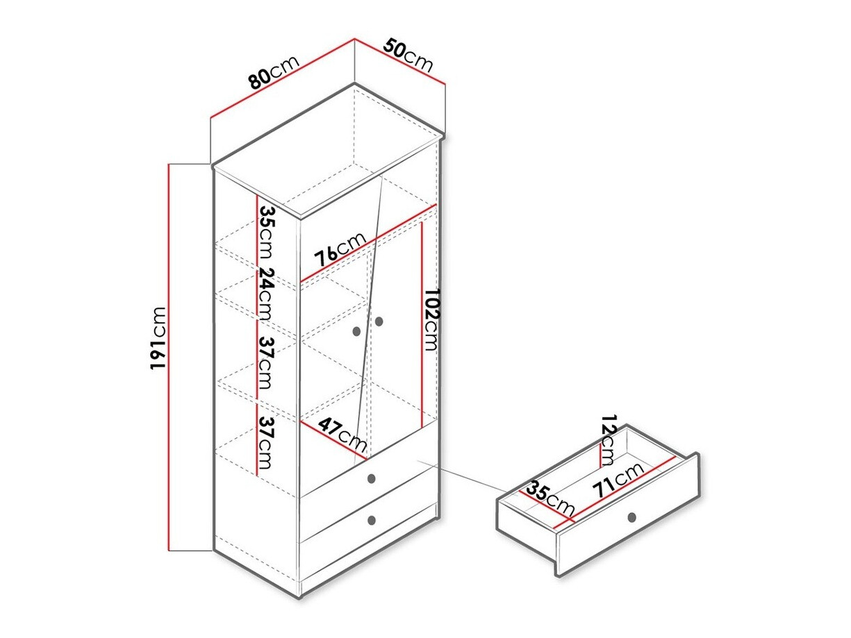 Armario Almira 100 (Roble Artisan + Blanco)