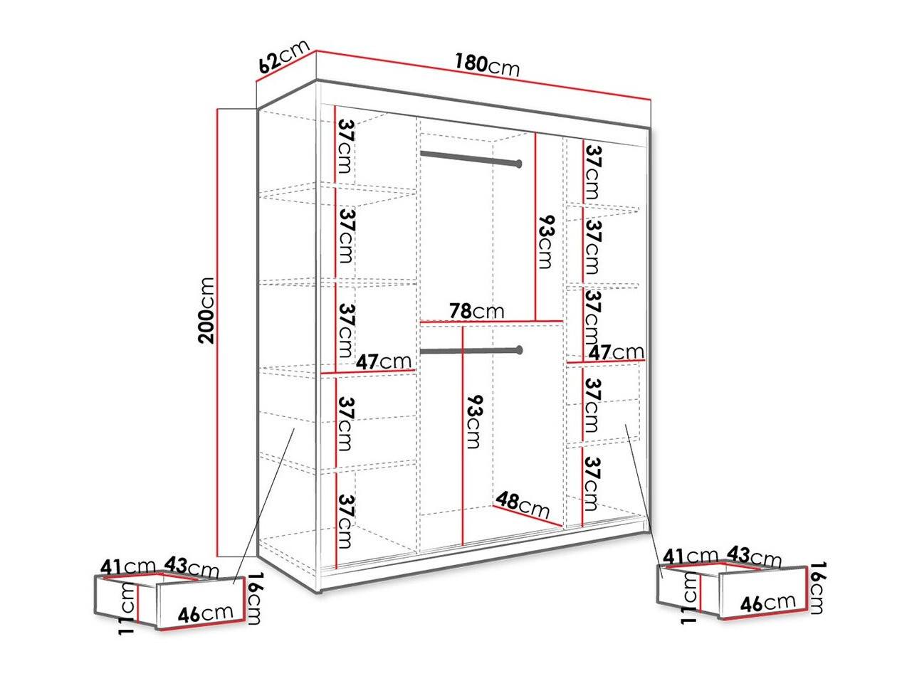 Armario Hartford 249 (Negro mate + Mármol negro)
