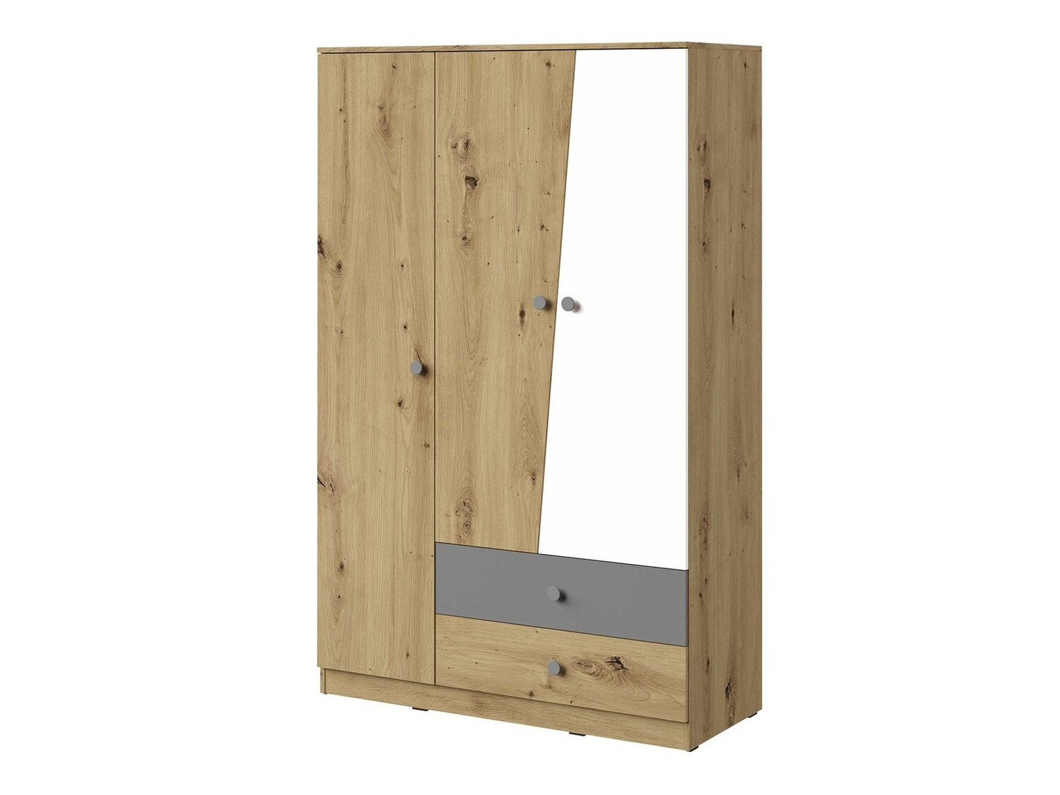 Armario Almira 102 (Roble Artisan + Blanco + Gris)