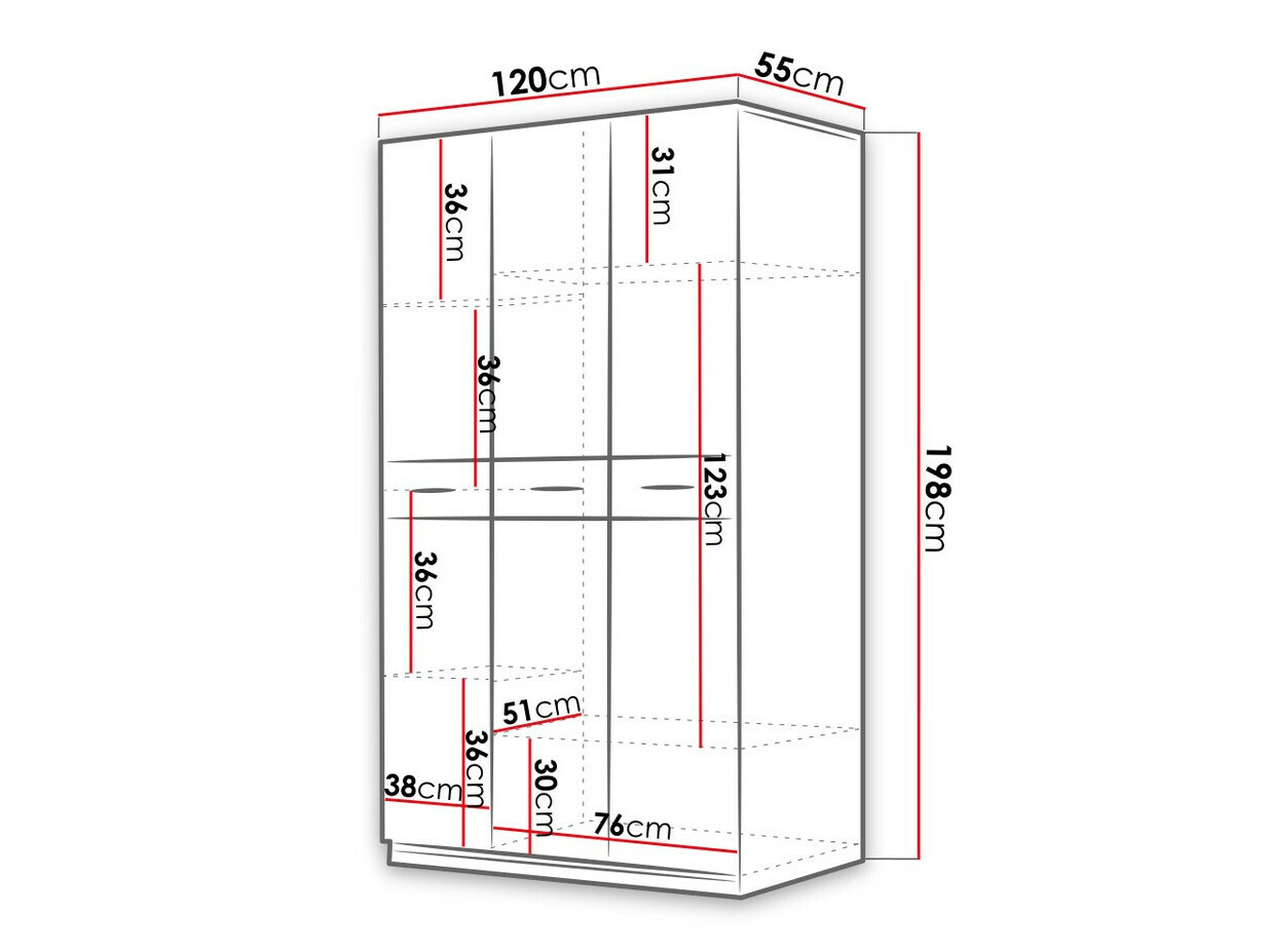 Armario Salmere 107 (Blanco + Blanco brillante + Rosa brillante)