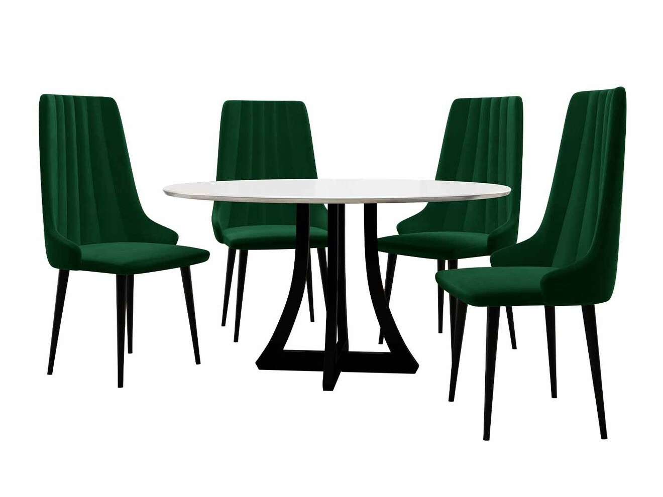 Conjunto de comedor Racine 135 (Negro brillante + Blanco brillante)