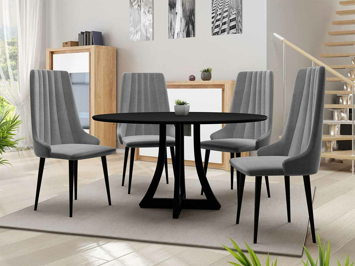 Conjunto de mesas y sillas para comedor Racine 126 (Negro)