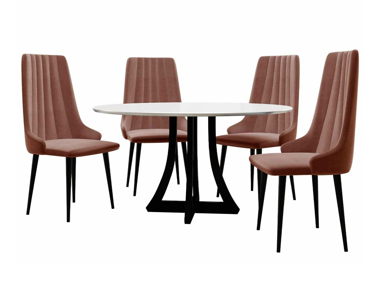 Conjunto de mesas y sillas para comedor Racine 135 (Negro brillante + Blanco brillante)