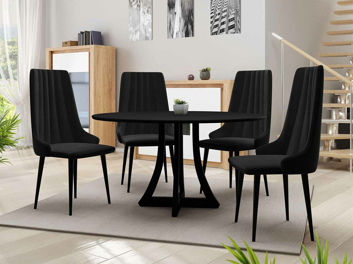 Conjunto de mesas y sillas para comedor Racine 135 (Negro)