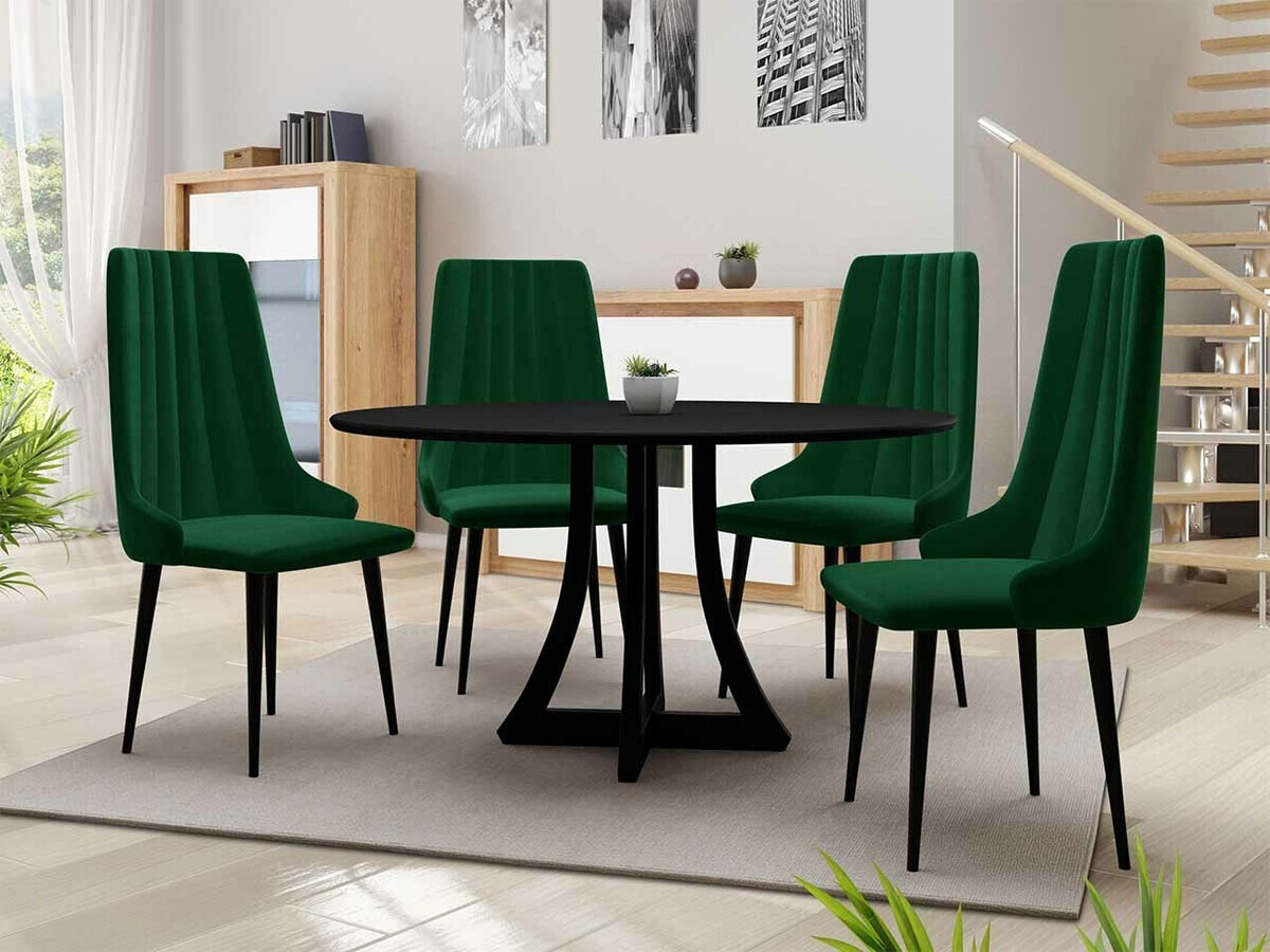 Conjunto de mesas y sillas para comedor Racine 135 (Negro)