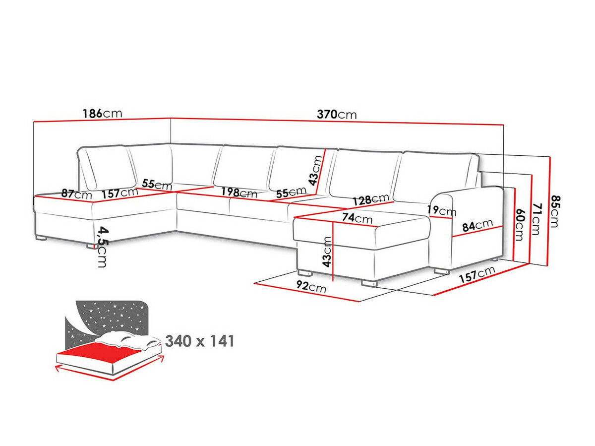 Sofá rinconero Comfivo 191 (Magic Velvet 2215 + Miu 2045)