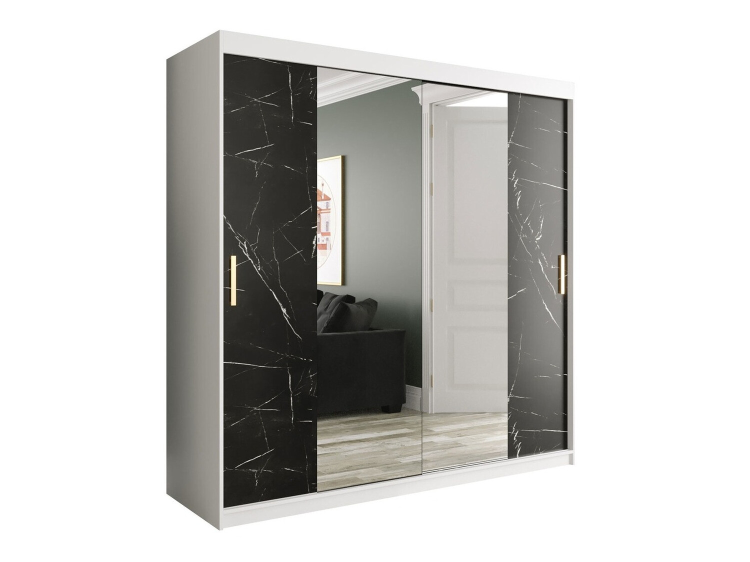 Armario Hartford 256 (Mate blanco + Mármol negro)