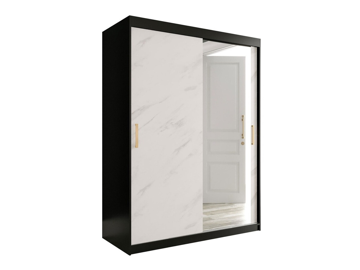 Armario Hartford 260 (Negro mate + Mármol blanco)