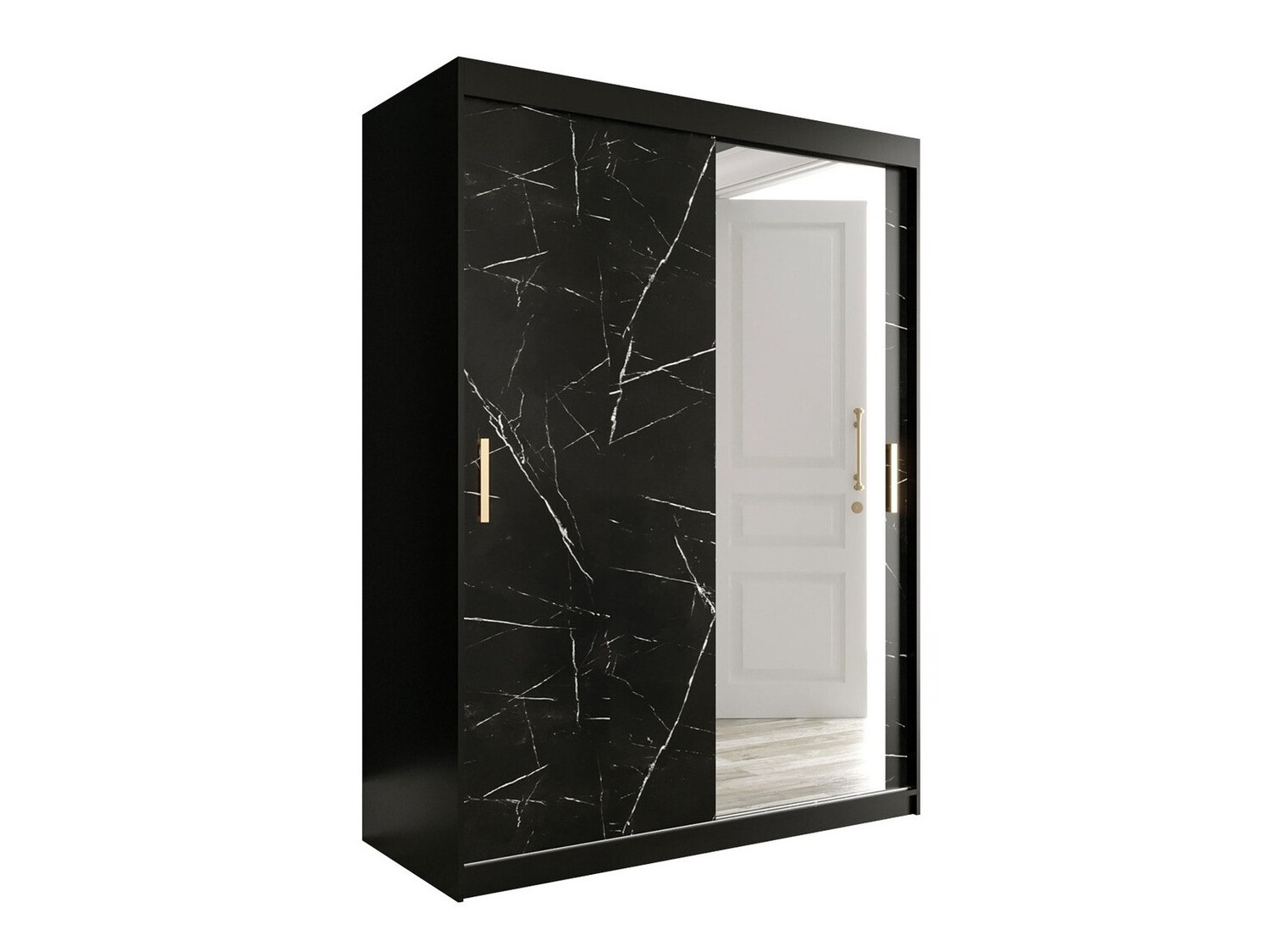 Armario Hartford 260 (Negro mate + Mármol negro)