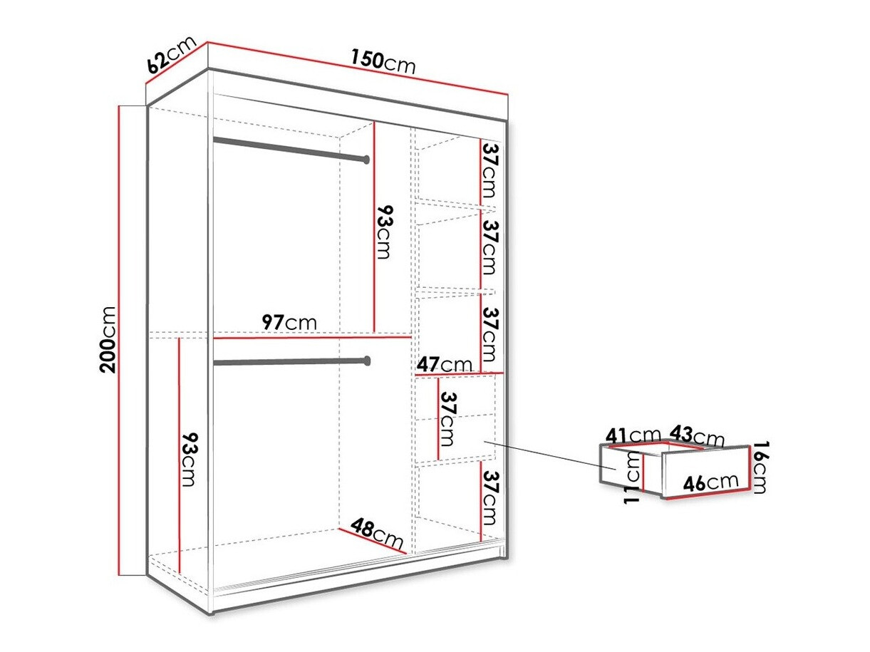 Armario Hartford 260 (Negro mate + Mármol negro)