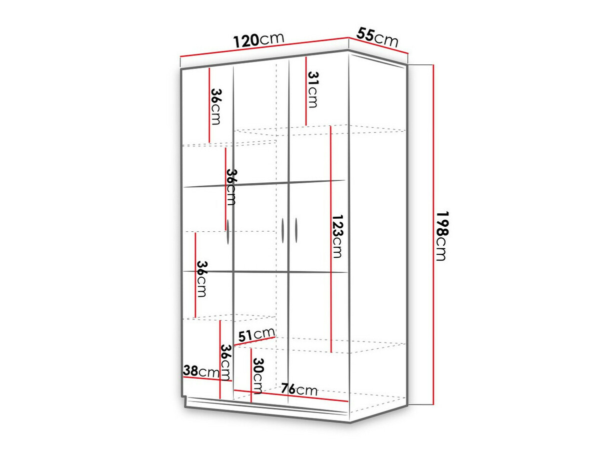 Armario Salmere 108 (Blanco + Blanco brillante + Rosa brillante)
