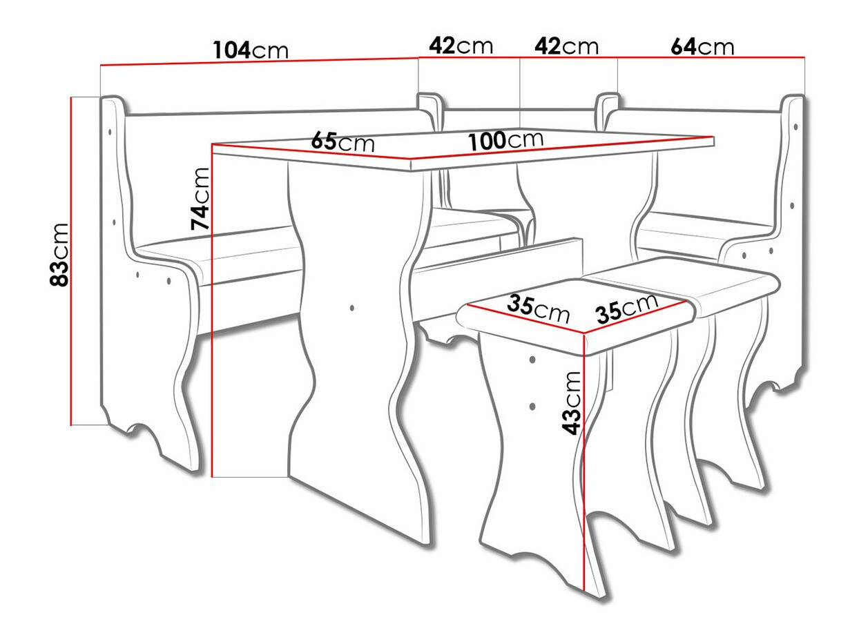 Banco esquinero Reading 100 (Aliso + Alfa 80)