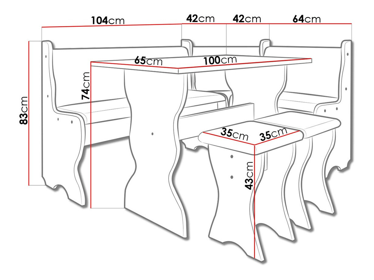 Banco esquinero Reading 100 (Haya + Alfa 09)