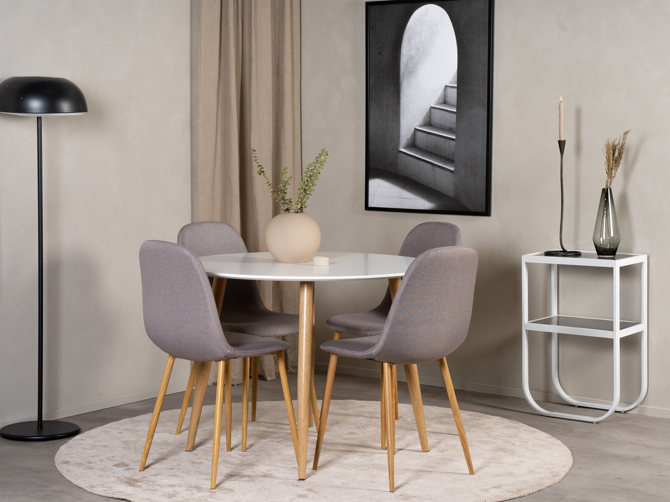 Conjunto de mesas y sillas para comedor Dallas 291 (Gris + Roble)
