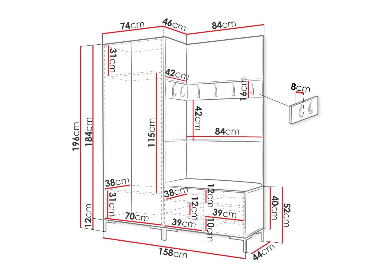 Conjunto para recibidor Nomal I (Negro)