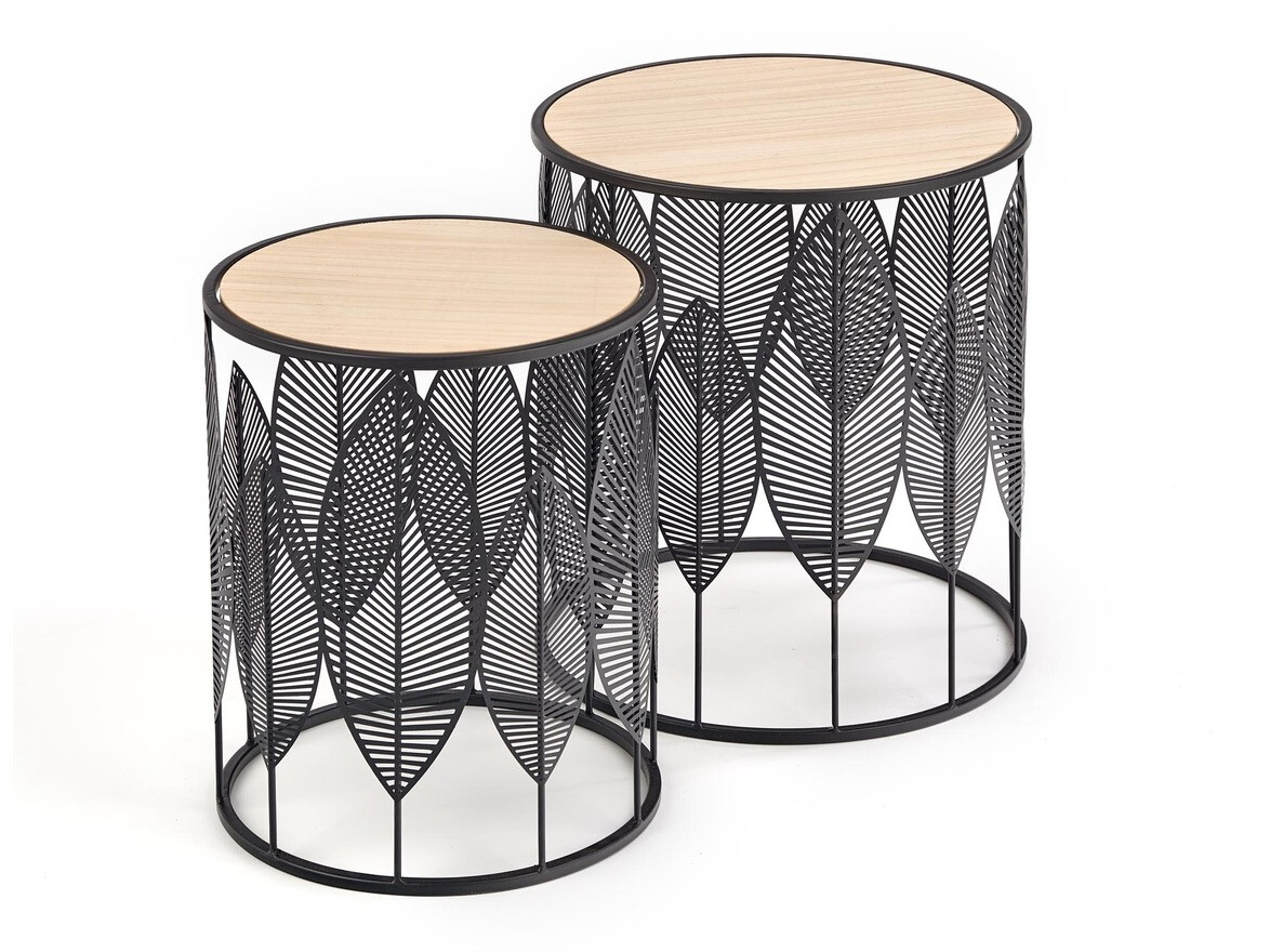 Conjunto de mesas auxiliares Houston 974 (Negro + Luminoso madera)