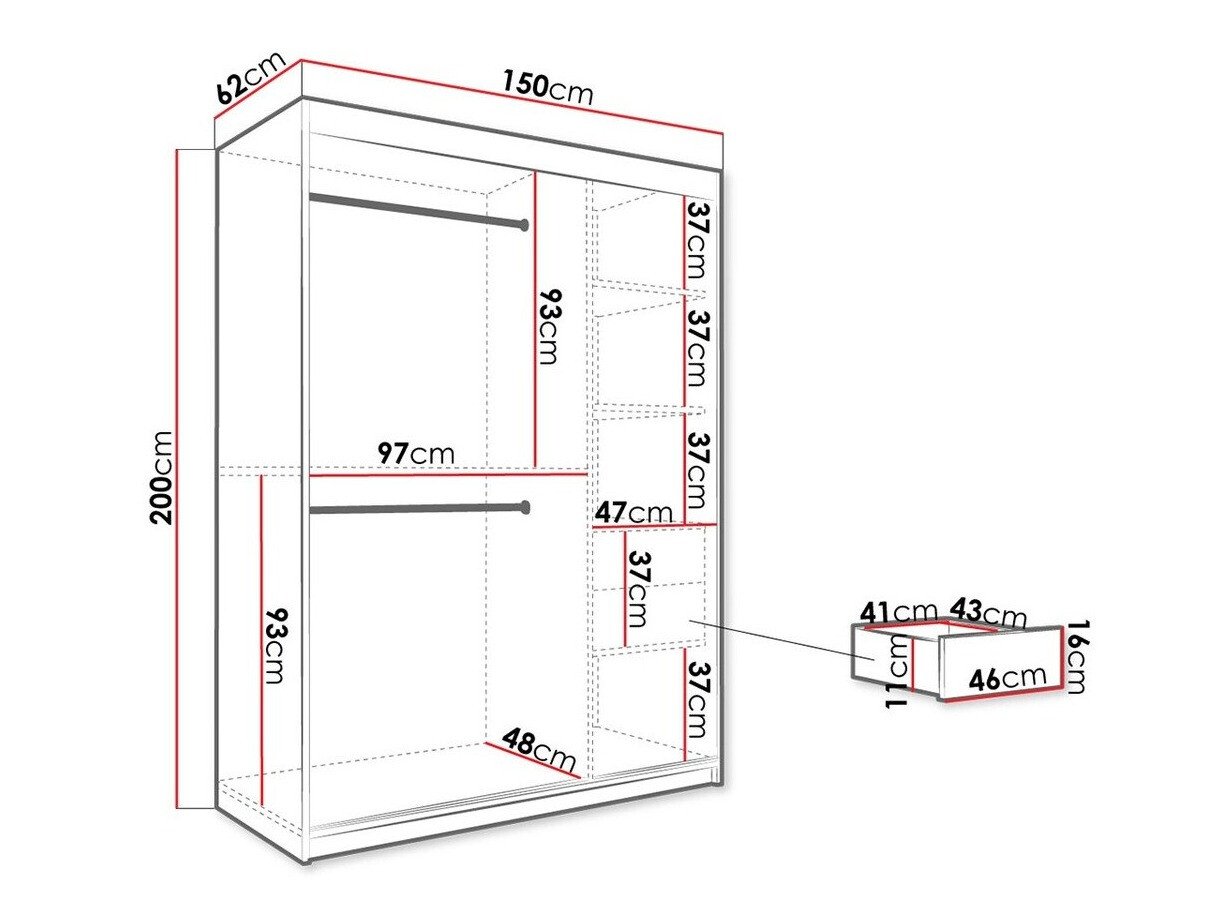 Armario Hartford 248 (Negro mate + Mármol negro)