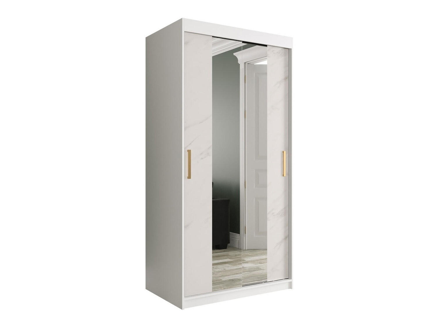 Armario Hartford 252 (Mate blanco + Mármol blanco)