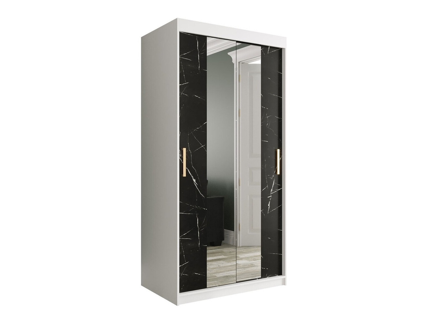 Armario Hartford 252 (Mate blanco + Mármol negro)