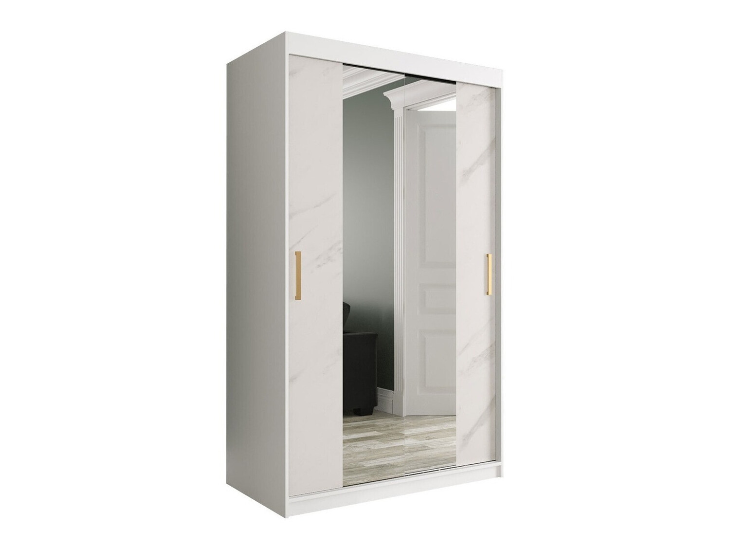 Armario Hartford 253 (Mate blanco + Mármol blanco)