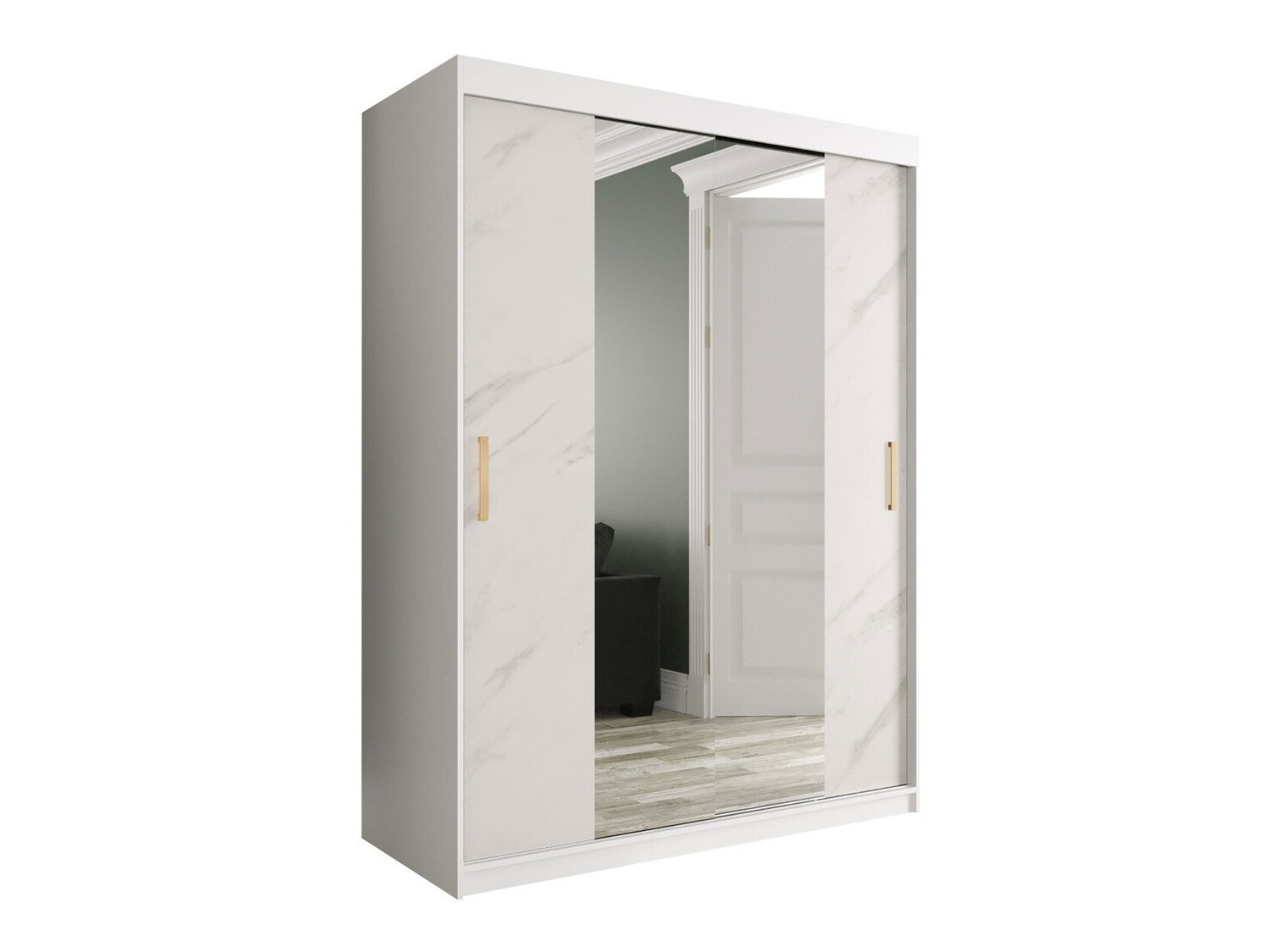 Armario Hartford 254 (Mate blanco + Mármol blanco)