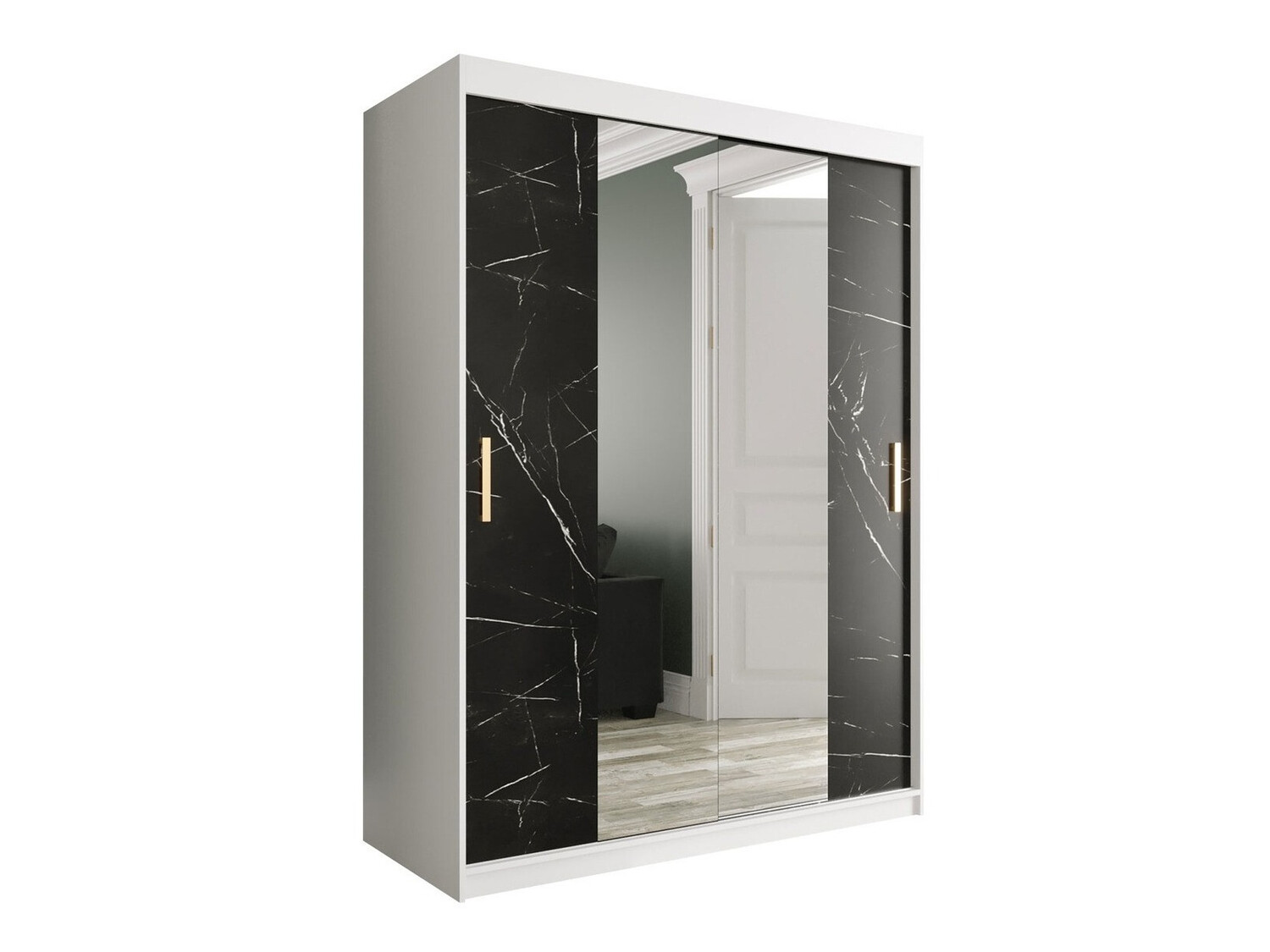 Armario Hartford 254 (Mate blanco + Mármol negro)