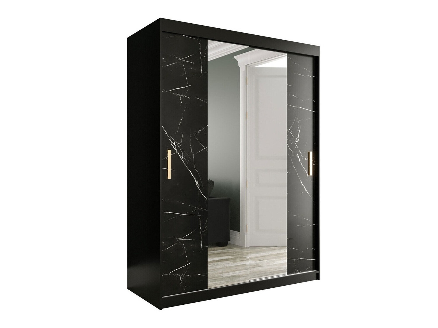 Armario Hartford 254 (Negro mate + Mármol negro)