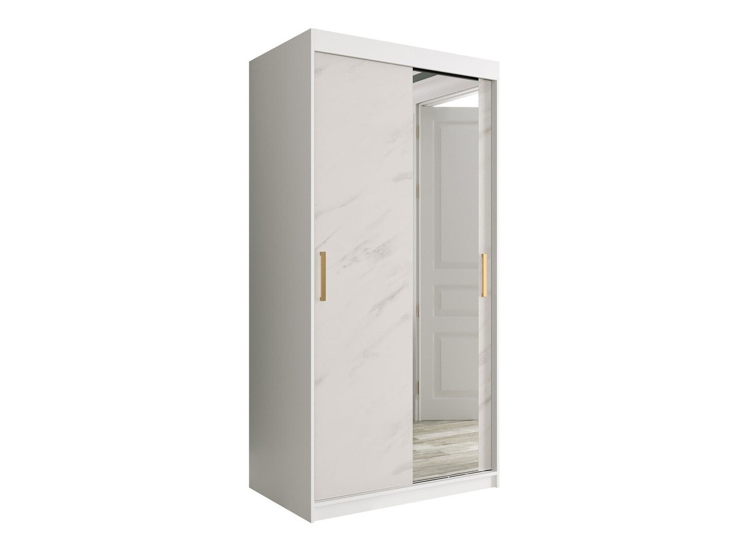 Armario Hartford 258 (Mate blanco + Mármol blanco)