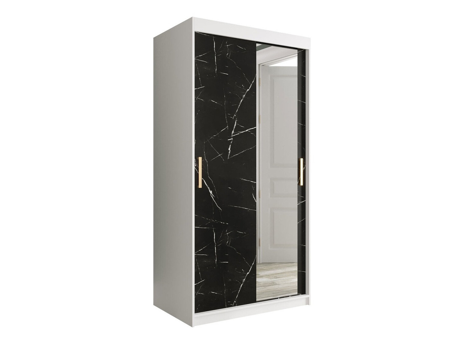 Armario Hartford 258 (Mate blanco + Mármol negro)