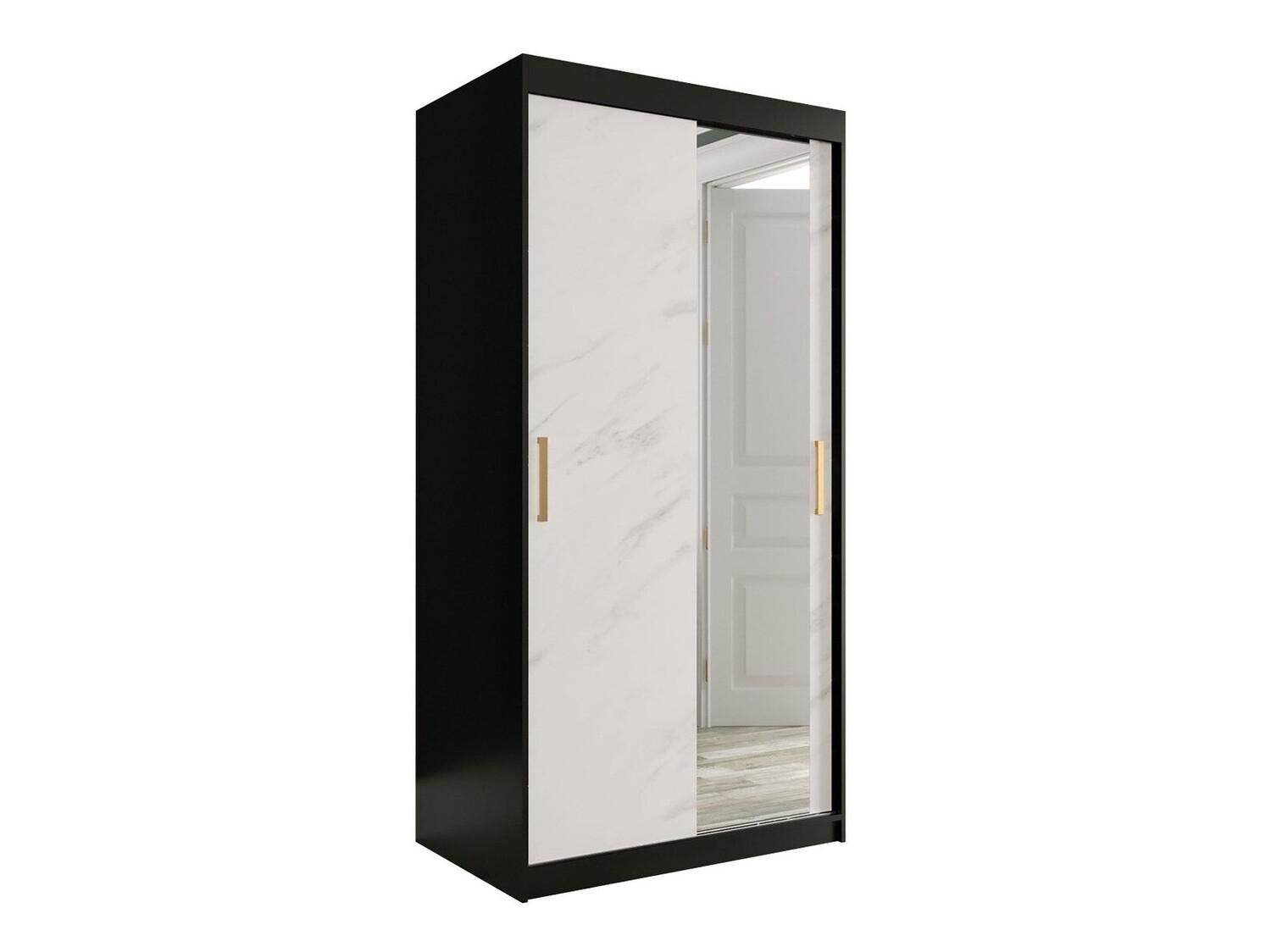 Armario Hartford 258 (Negro mate + Mármol blanco)