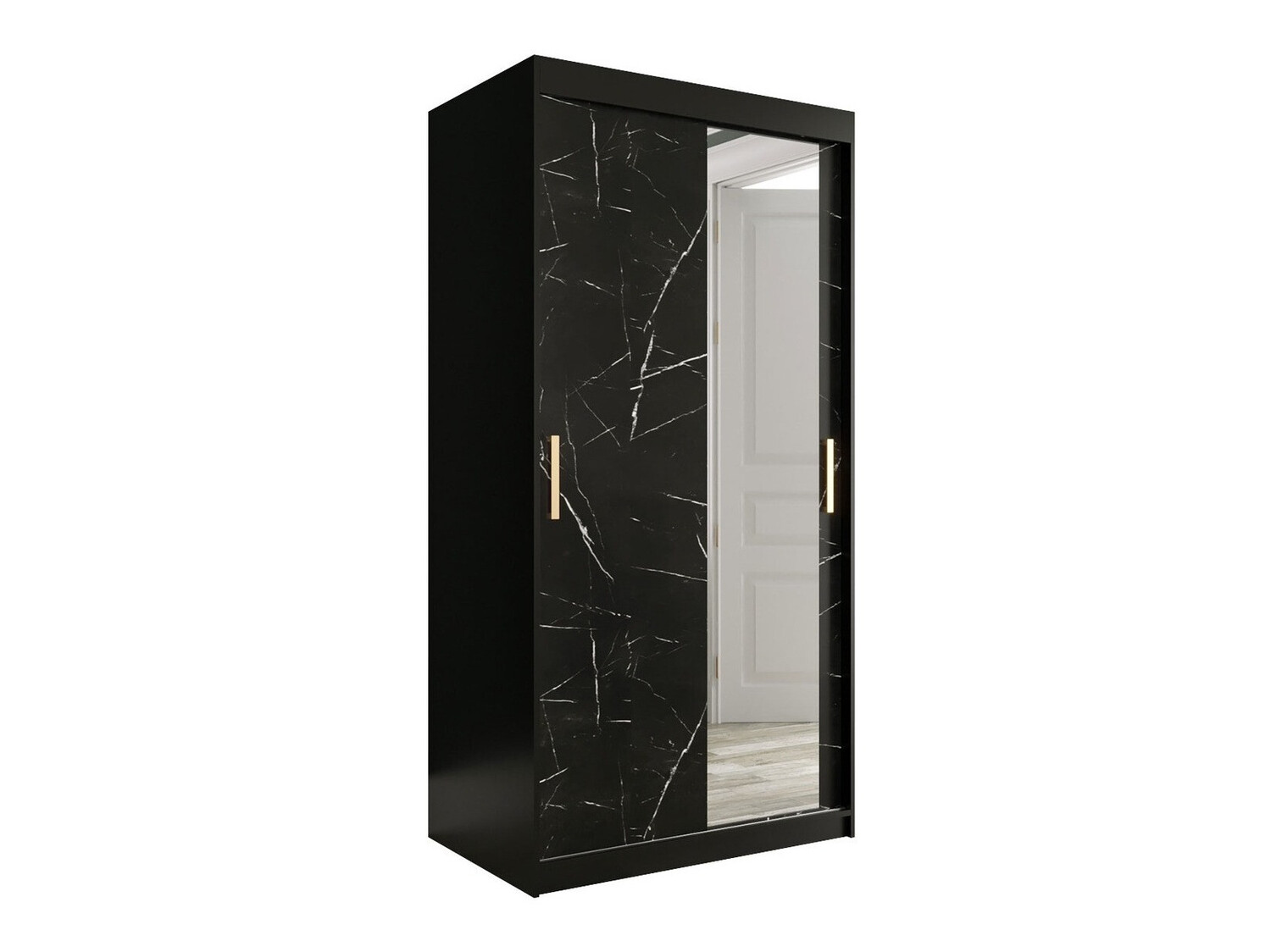Armario Hartford 258 (Negro mate + Mármol negro)
