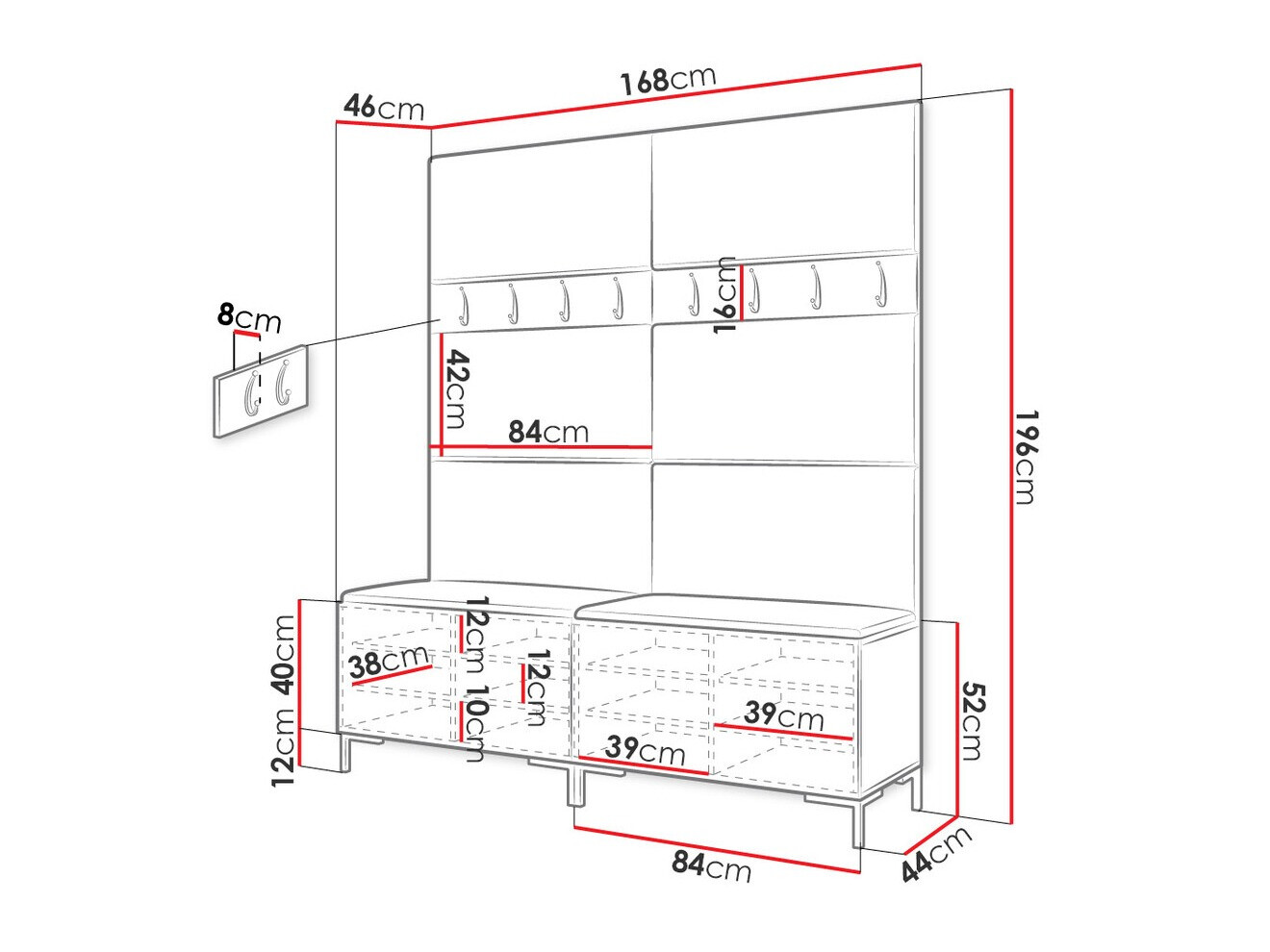 Conjunto para recibidor Nomal II (Blanco)