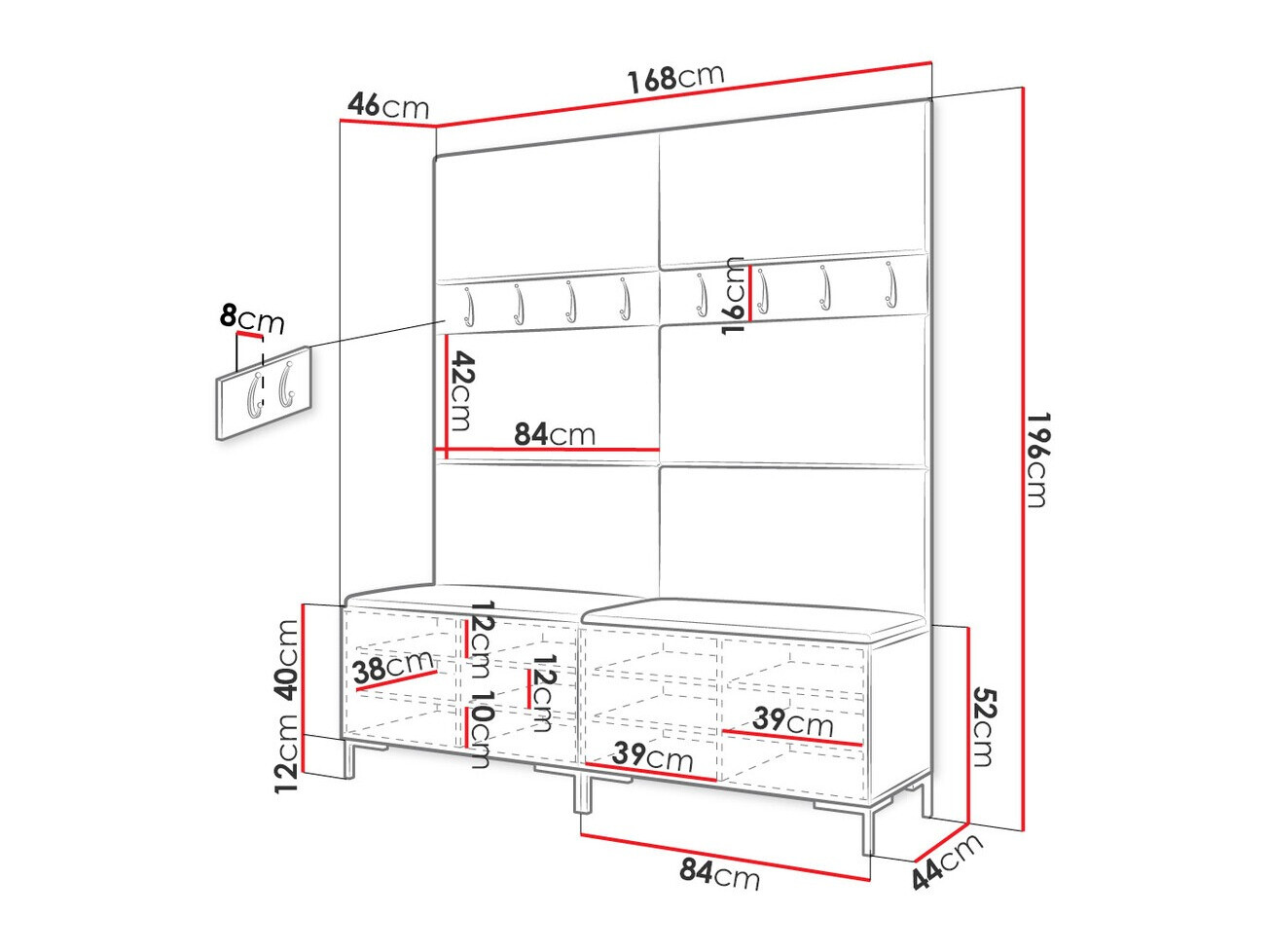 Conjunto para recibidor Nomal II (Negro)