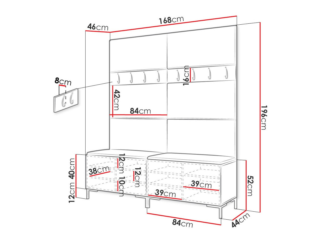 Conjunto para recibidor Tivsoa 101 (Blanco)