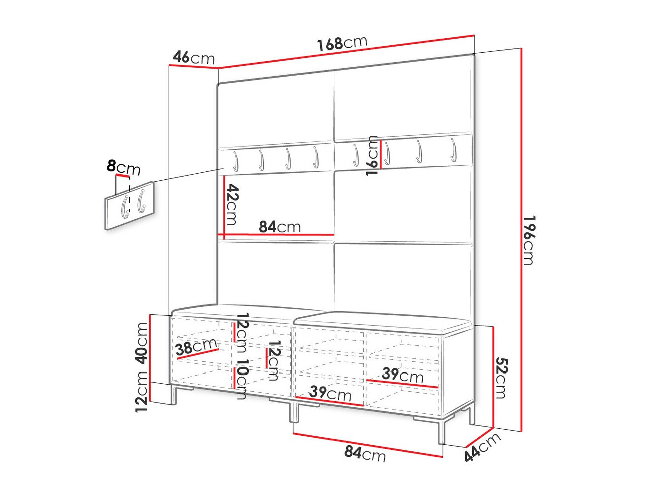 Conjunto para recibidor Tivsoa 101 (Blanco)